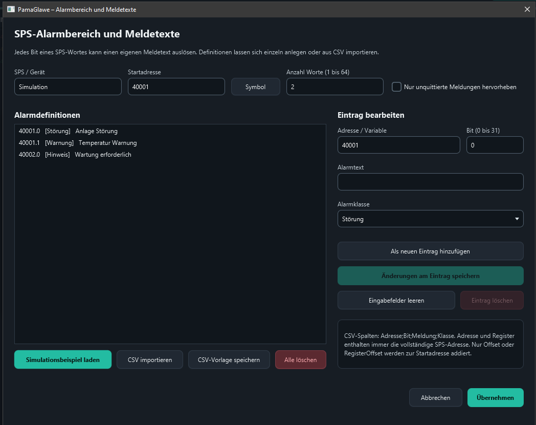 The complete simulation example, loaded with one click.