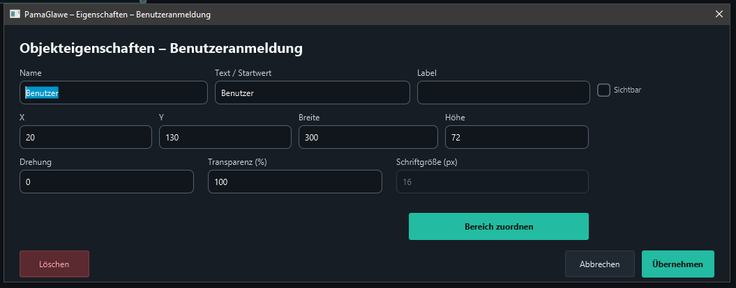User login object properties.
