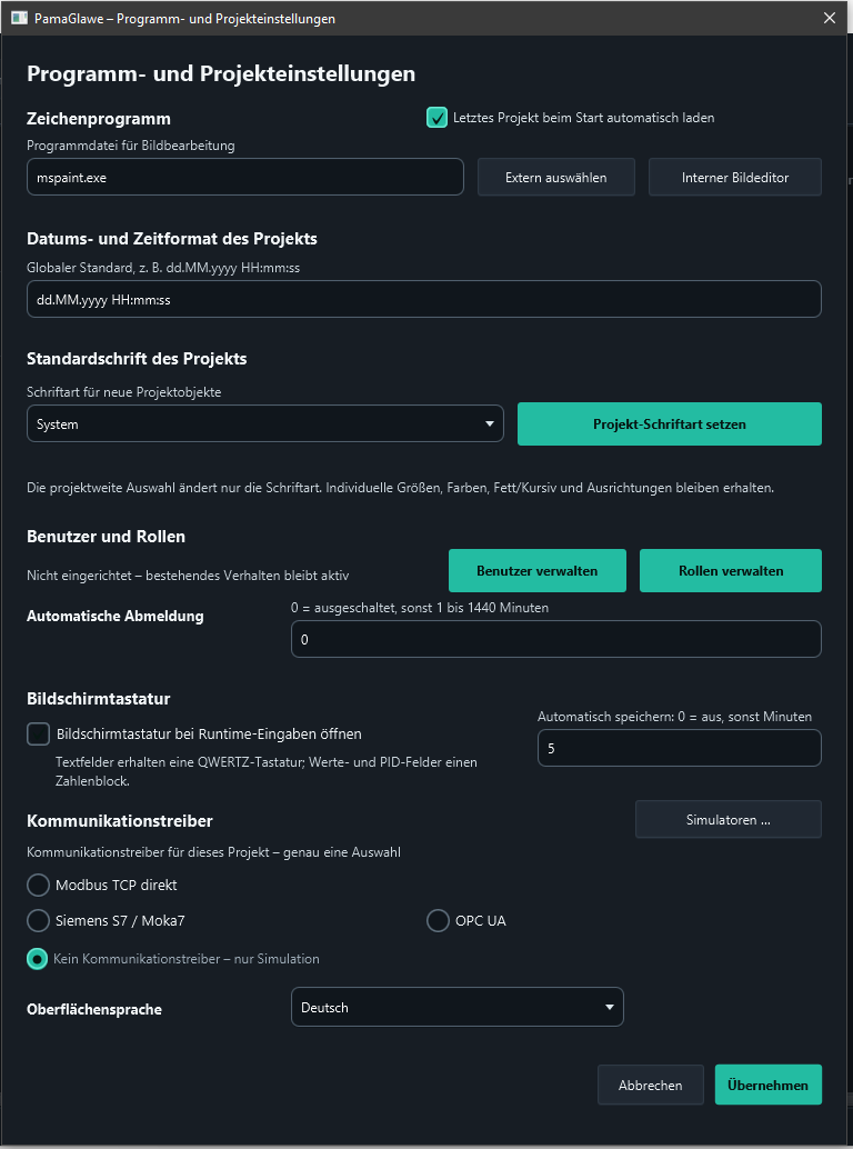 Users and roles in project settings.