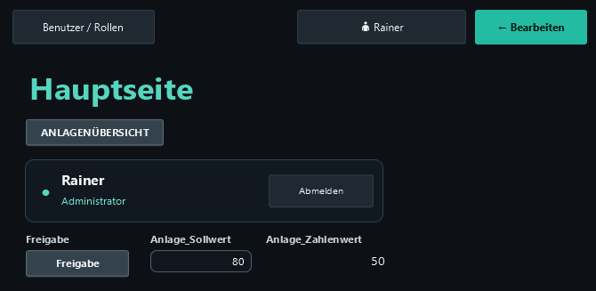 Users / Roles runtime entry while administrator Rainer is signed in.