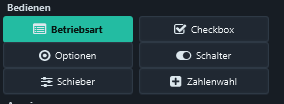 Select Controls → Betriebsart. The small image is shown at its natural size.