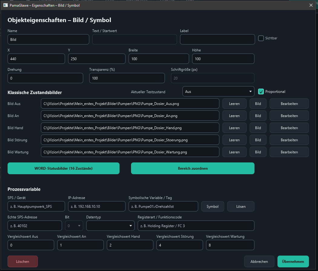 All five base images are assigned. Other colors, motifs and filenames are also allowed.