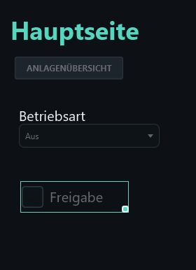 The new checkbox has the caption Freigabe and is selected on the canvas.