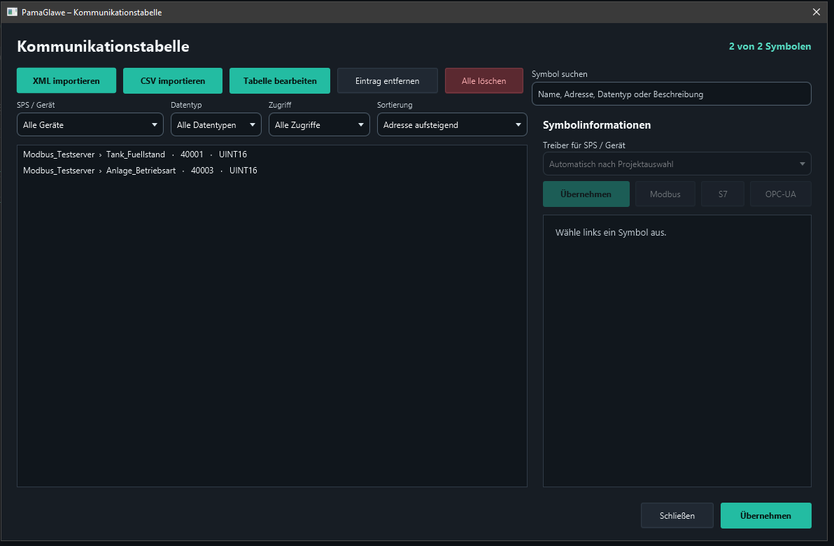 A dedicated checkbox symbol is still needed. Open Tabelle bearbeiten.