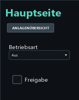 Off: the fixed caption Freigabe remains visible; the box is not highlighted in turquoise.