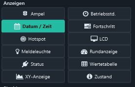 Select Displays → Datum / Zeit.