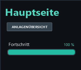 Simulation 100: 100 % with a completely filled bar.