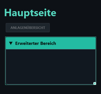 The new area is expanded and shows Erweiterter Bereich.