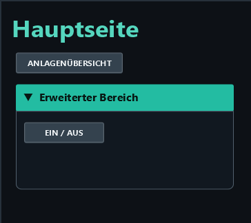 Expanded: the turquoise header, content area and button are visible.