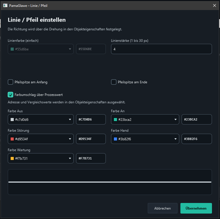 Process-based color changes enabled; both arrowheads disabled.