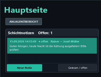 Selected note: selecting a row does not change its status.