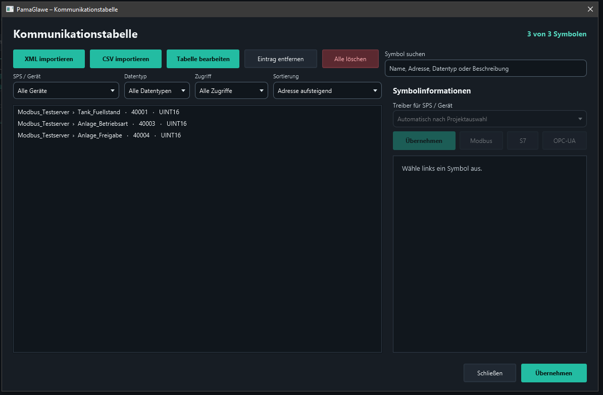 A dedicated option-group symbol is still needed. Open Tabelle bearbeiten.