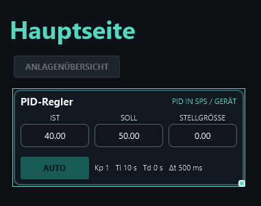 Newly inserted controller showing its initial PLC mode and parameters.