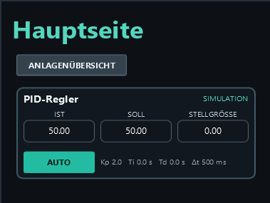 AUTO: measured value and setpoint 50, output 0.