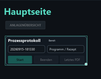 New process protocol object in the editor with batch, program and three controls.