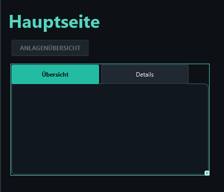 Inserted tab container with Übersicht and Details.