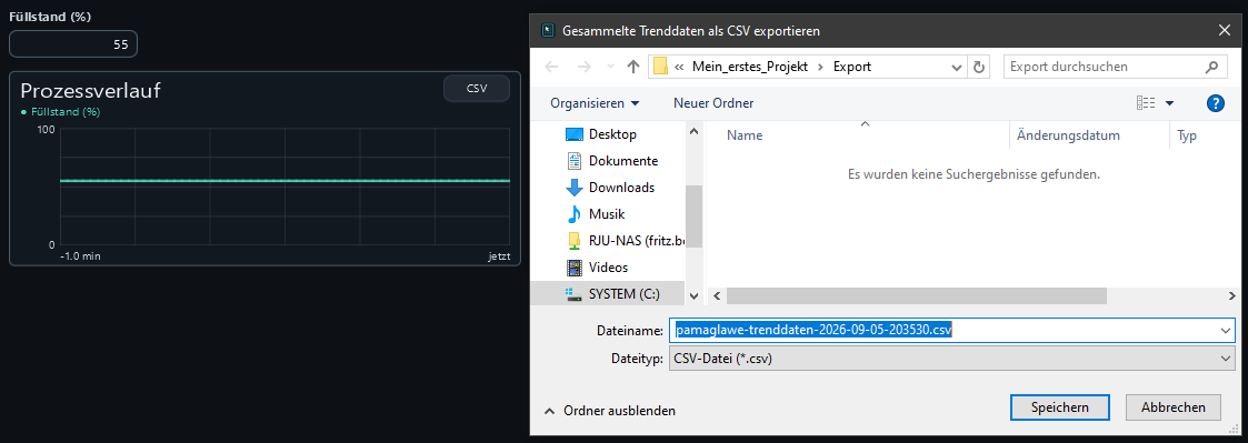 PamaGlawe suggests the project Export folder and a timestamped filename.