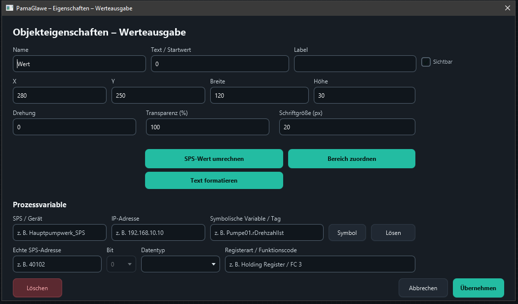 Initial properties before naming and configuring the object.
