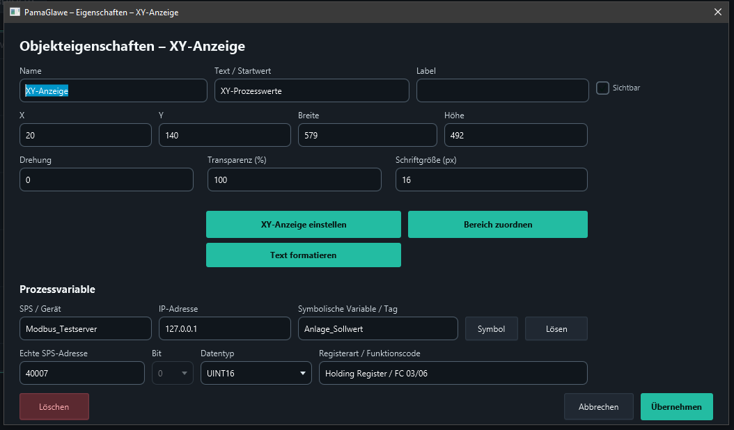 X uses Anlage_Sollwert at address 40007.