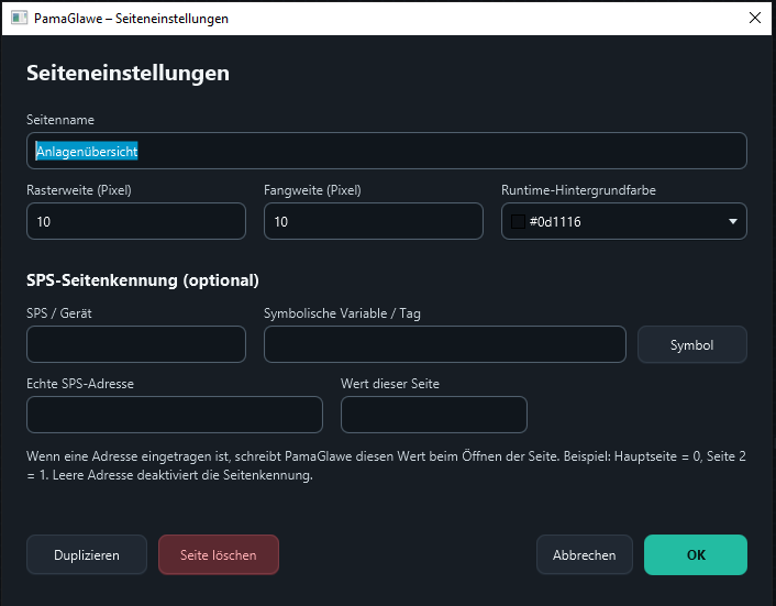 The new page has its own name, grid, snap and background settings. Click to enlarge.